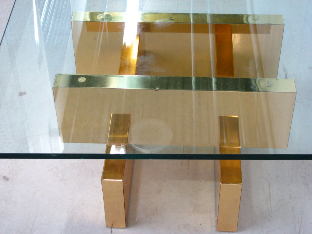 Evans style Geometric Brass Interlocking Block Coffee Table