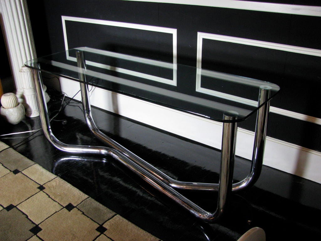 1970's Chrome Tubes Console/Sofa Table