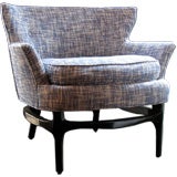 Boucle Upholstered Slipper Chair and Ottoman