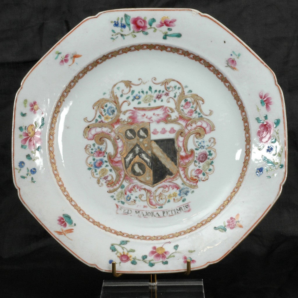 Famille rose porcelain armorial plate