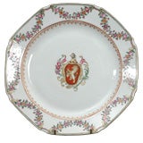 Famille rose porcelain armorial plate, octagonal