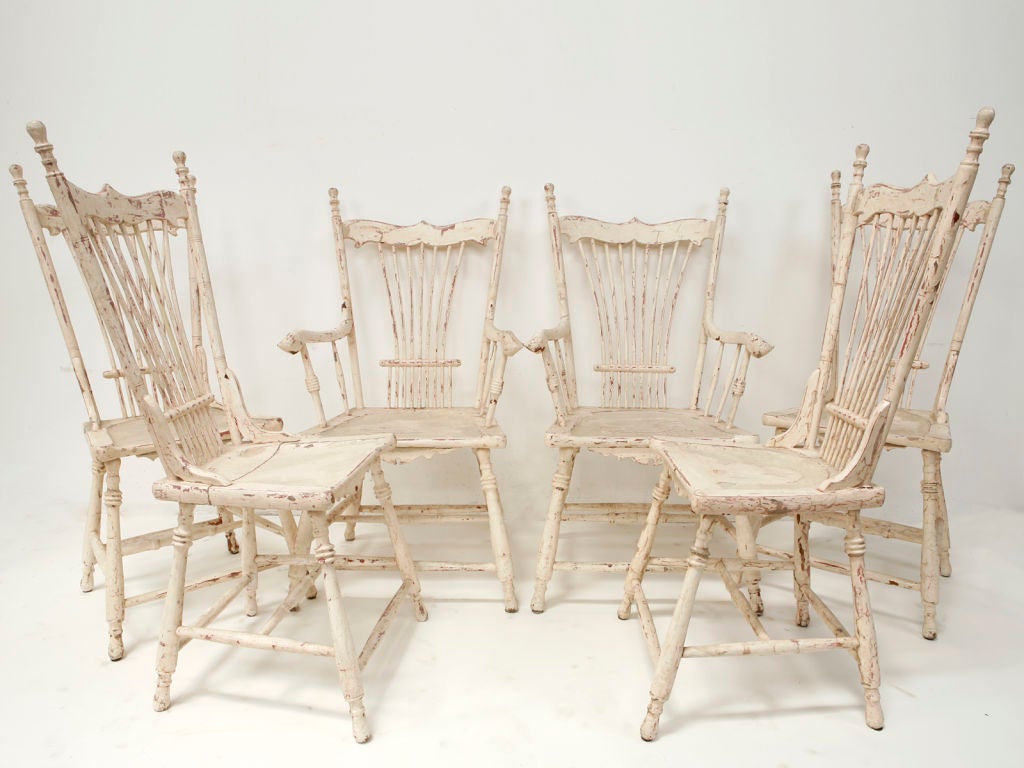 French Painted Wood Dining Chairs For Sale