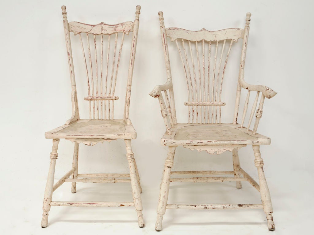 20th Century Painted Wood Dining Chairs For Sale