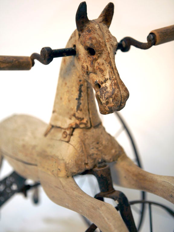French Wooden Horse Tricycle For Sale