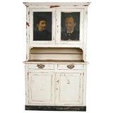 Painted Hutch with Portraits on Door Panels