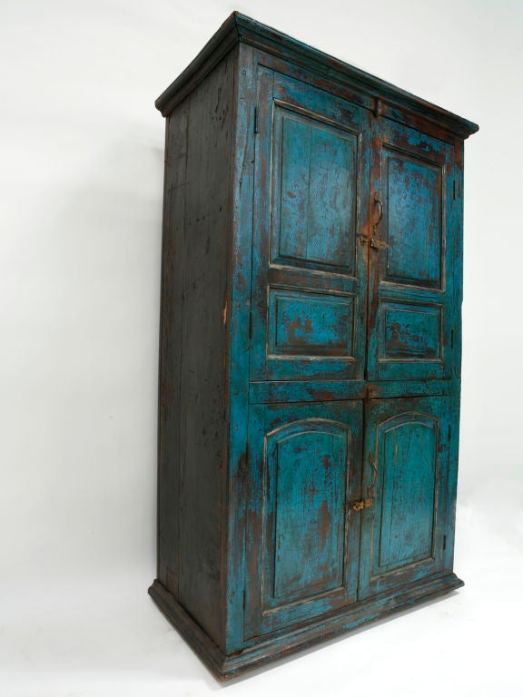 Wood Painted Four Door Armoire from Alsace