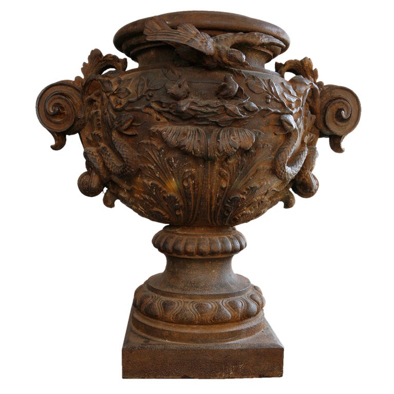 French Antique Iron Vase For Sale