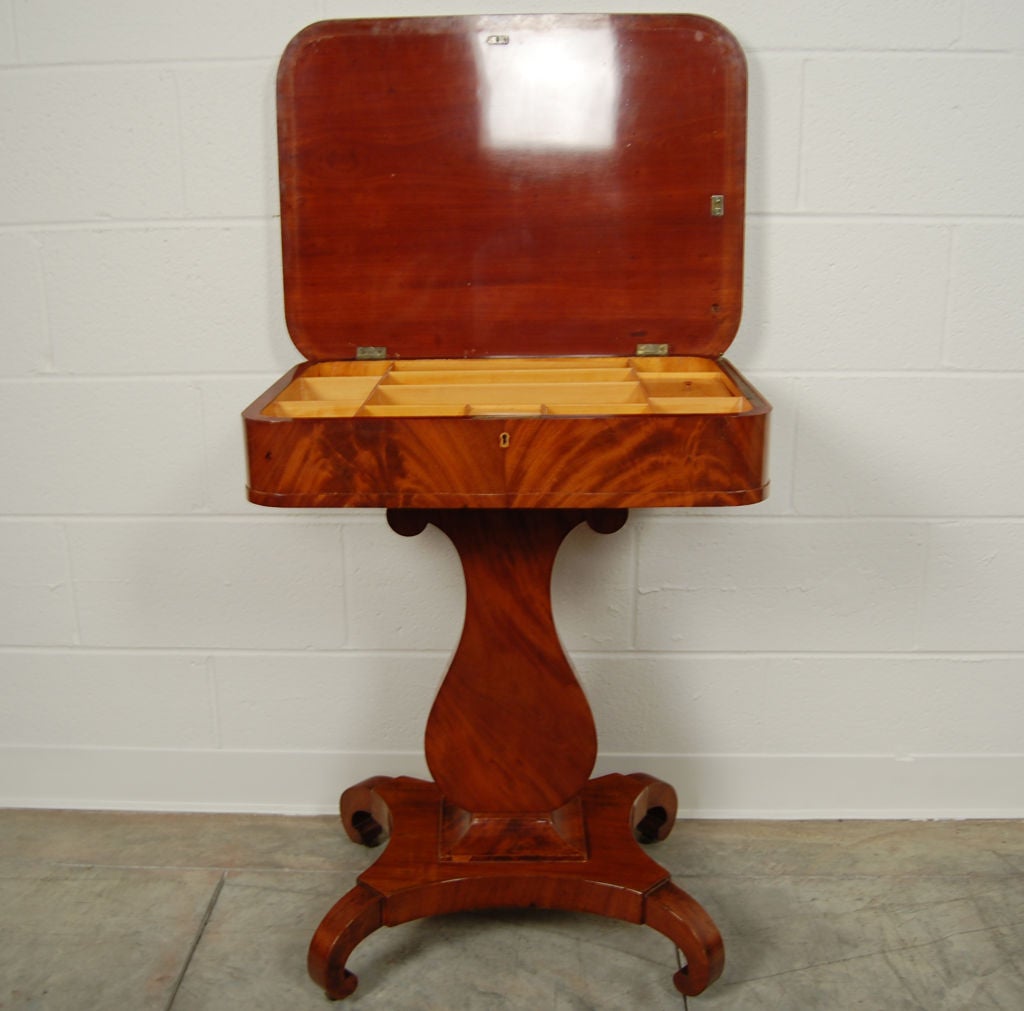 Mahogany Antique Swedish Karl Johan, Biedermeier Lyre Pedestal Table For Sale