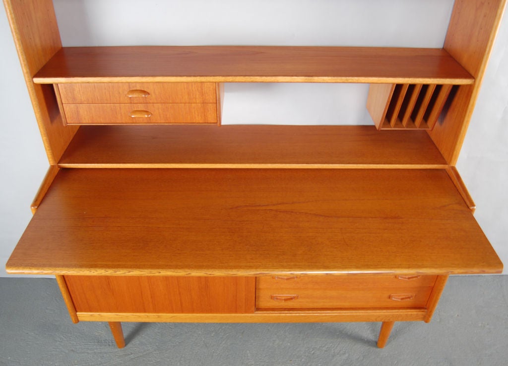 mid century desk with hutch