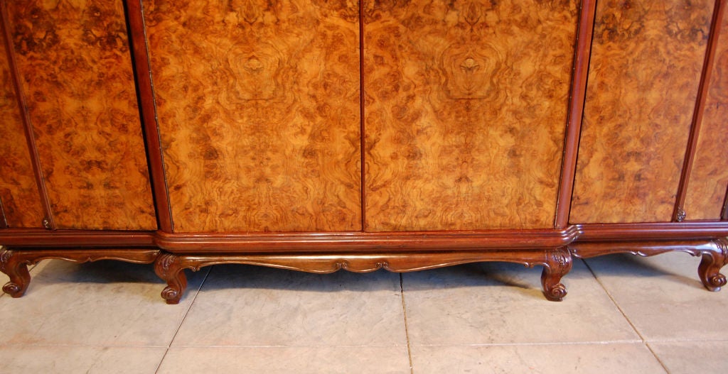 Large Swedish Rococo Walnut Burl Armoire or Wardrobe 5