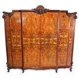 Antique Large Swedish Rococo Walnut Burl Armoire or Wardrobe