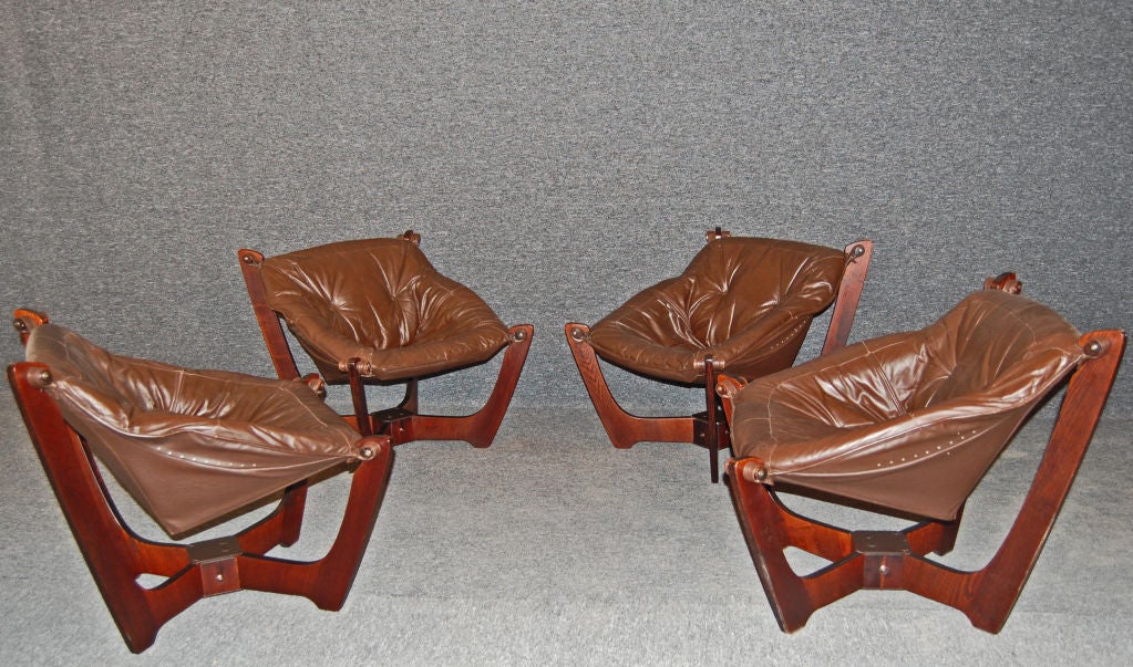 Set of Four MidCentury Modern Leather Sling Chairs at 1stDibs mid