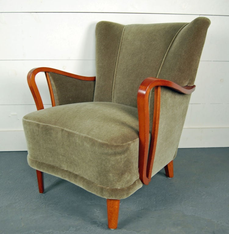 Mahogany Pair of Swedish Art Deco Moderne Club Chairs