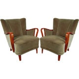 Vintage Pair of Swedish Art Deco Moderne Club Chairs