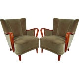 Pair of Swedish Art Deco Moderne Club Chairs