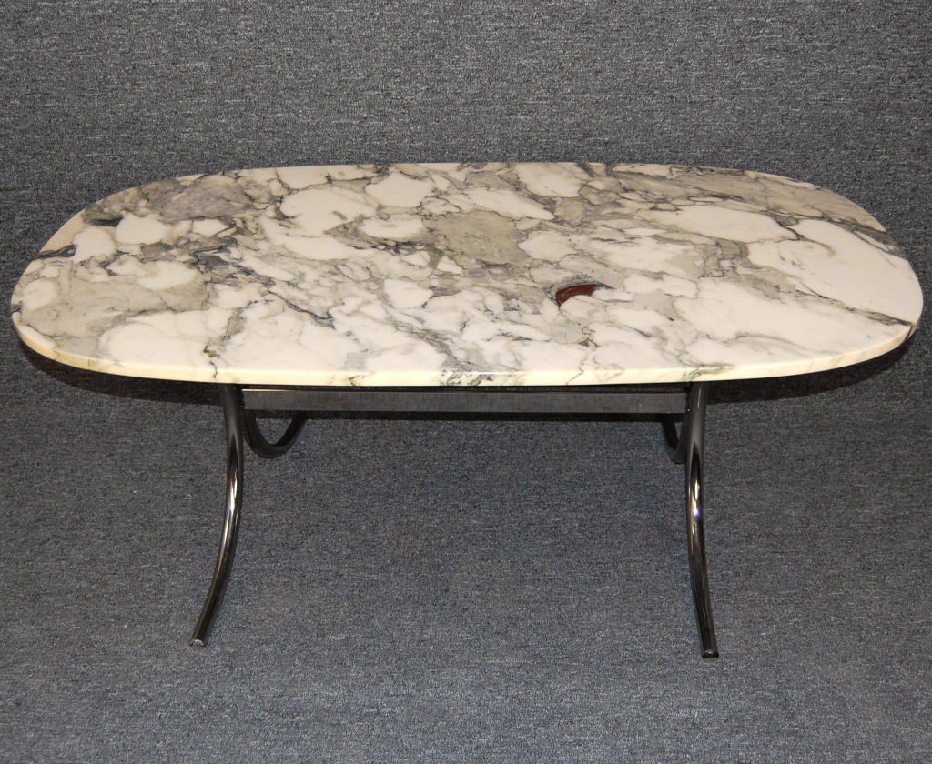 Danish Mid-Century Modern Marble and Chrome Coffee Table 1