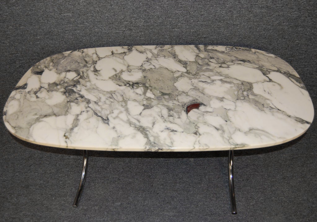 Danish Mid-Century Modern Marble and Chrome Coffee Table 6