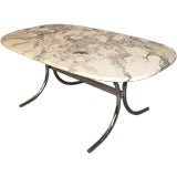 Danish Mid-Century Modern Marble and Chrome Coffee Table