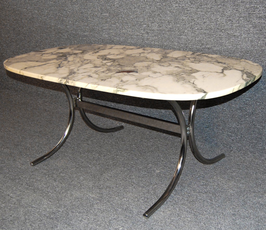 Danish Mid-Century Modern Marble and Chrome Coffee Table 2