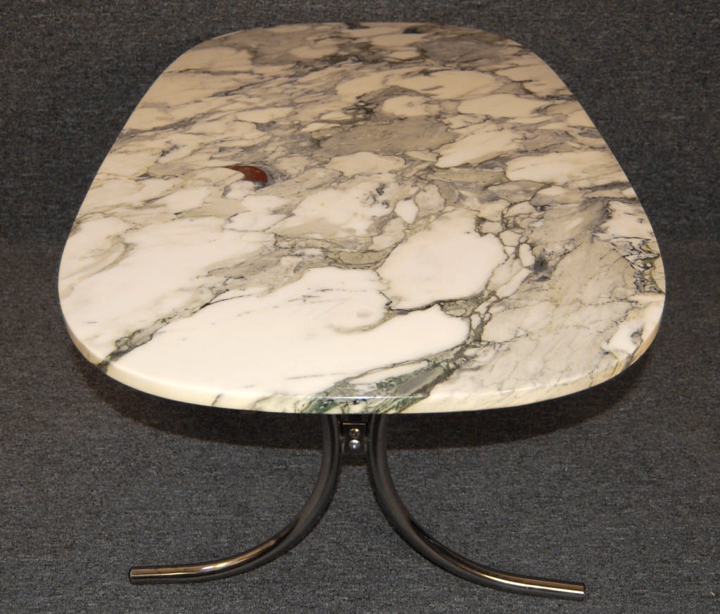 Danish Mid-Century Modern Marble and Chrome Coffee Table 3