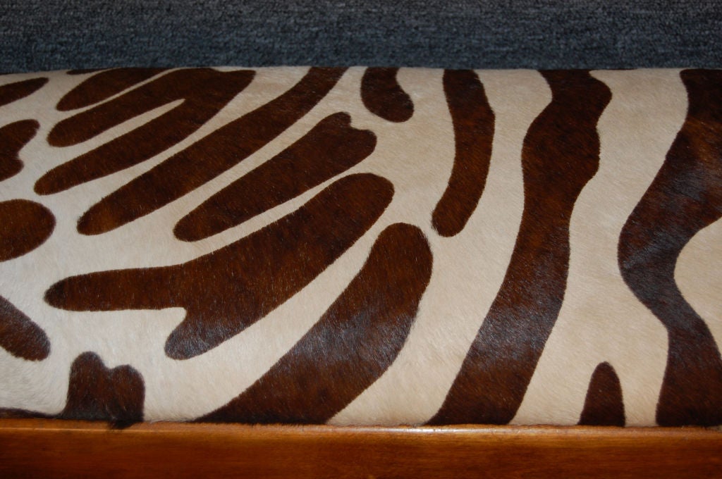 Swedish Art Deco Flame Birch and Zebra Piano Bench 4