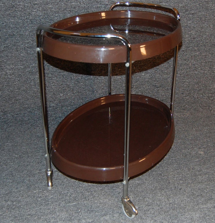 Chrome Swedish Mid-Century Modern Bar / Serving Cart