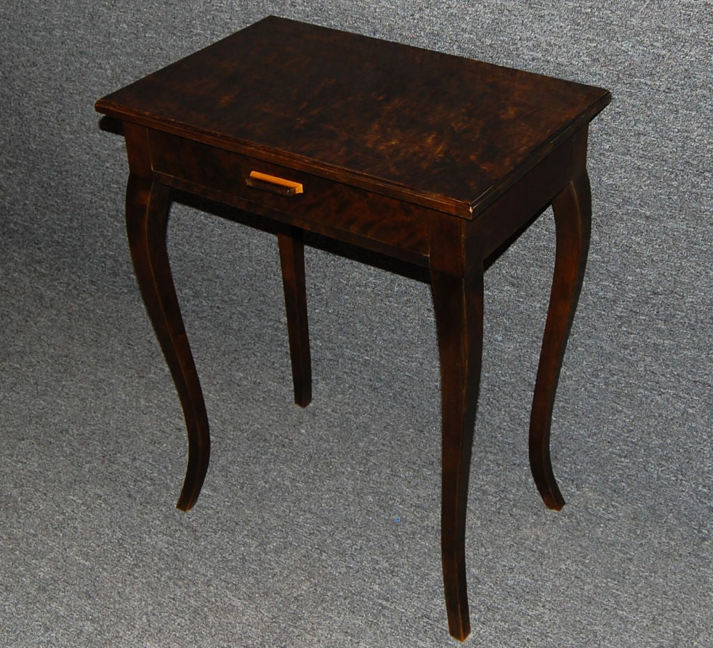 Dark flame birch end table with dove-tailed drawer.