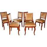 Vintage Set of Six Swedish Rococo Mahogany Side Dining Chairs