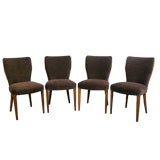 Set of Four Swedish Art Moderne Quilted Velvet Dining Chairs