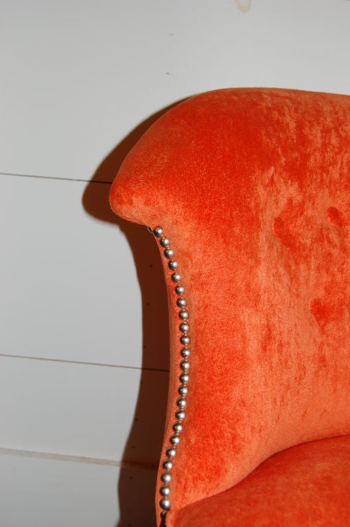 Other Vintage Swedish Slipper Chair in Orange Bamboo Velvet