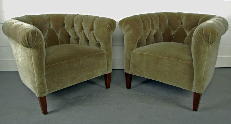 *SALE*  Pair of Art Deco Chesterfield Mohair Club Chairs 3