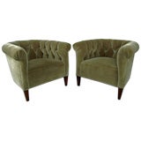 *SALE*  Pair of Art Deco Chesterfield Mohair Club Chairs