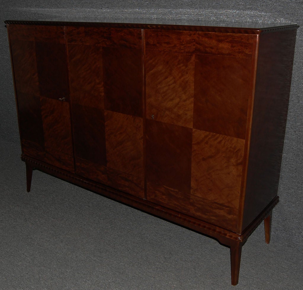 Swedish Art Moderne Dark Flame Birch Credenza