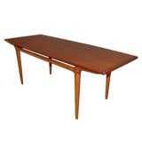 Swedish Mid-Century Modern Teak and Brass Ring Coffee Table