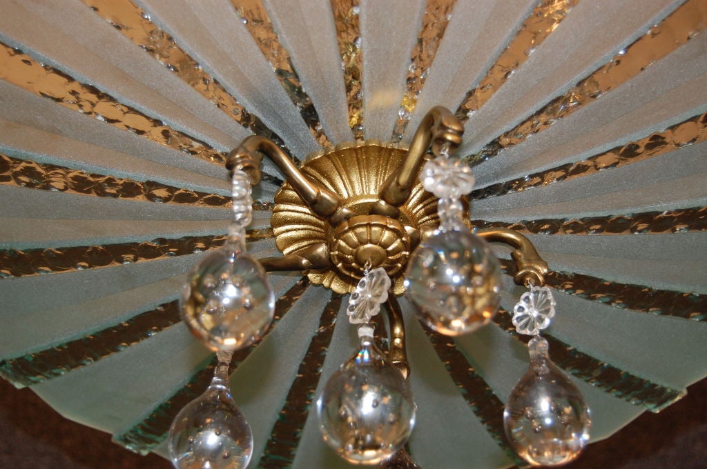 20ième siècle Lustre en cristal Orrefors et lustre à suspension en verre gravé en vente