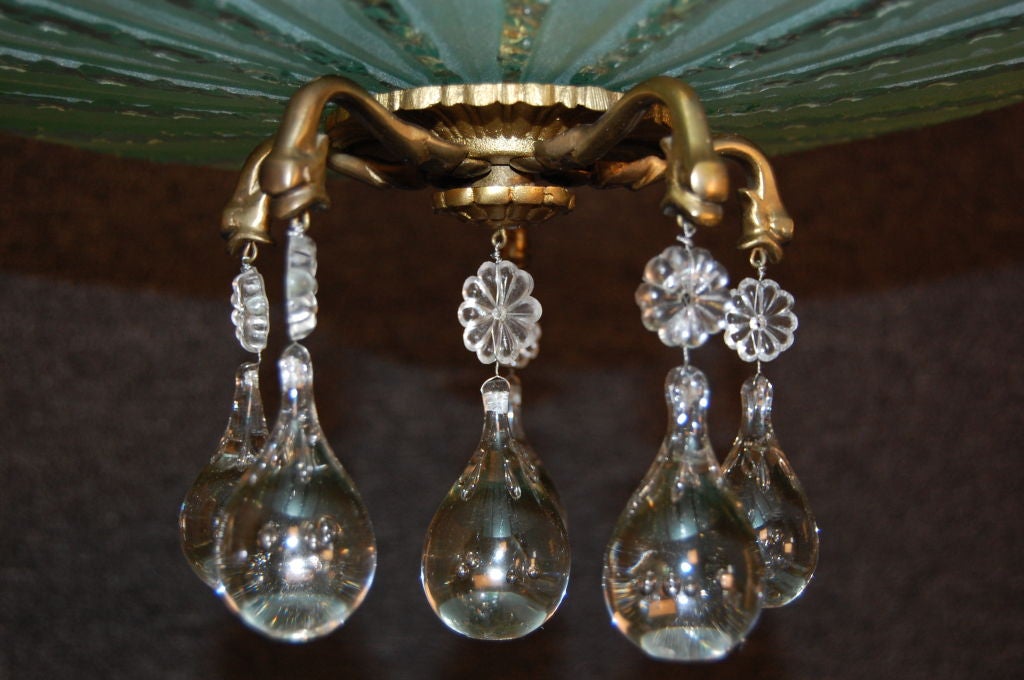 Orrefors Crystal Chandelier and Etched Glass Pendant Chandelier For Sale 1