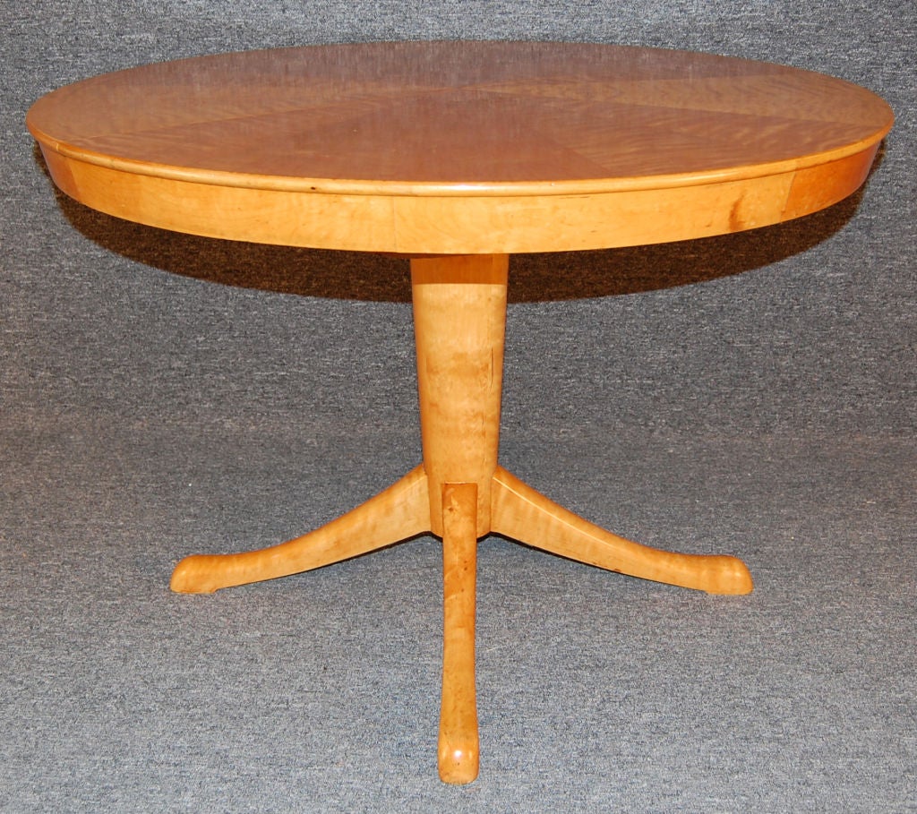20th Century Swedish Art Moderne Flame Birch Extension Game or Dining Table