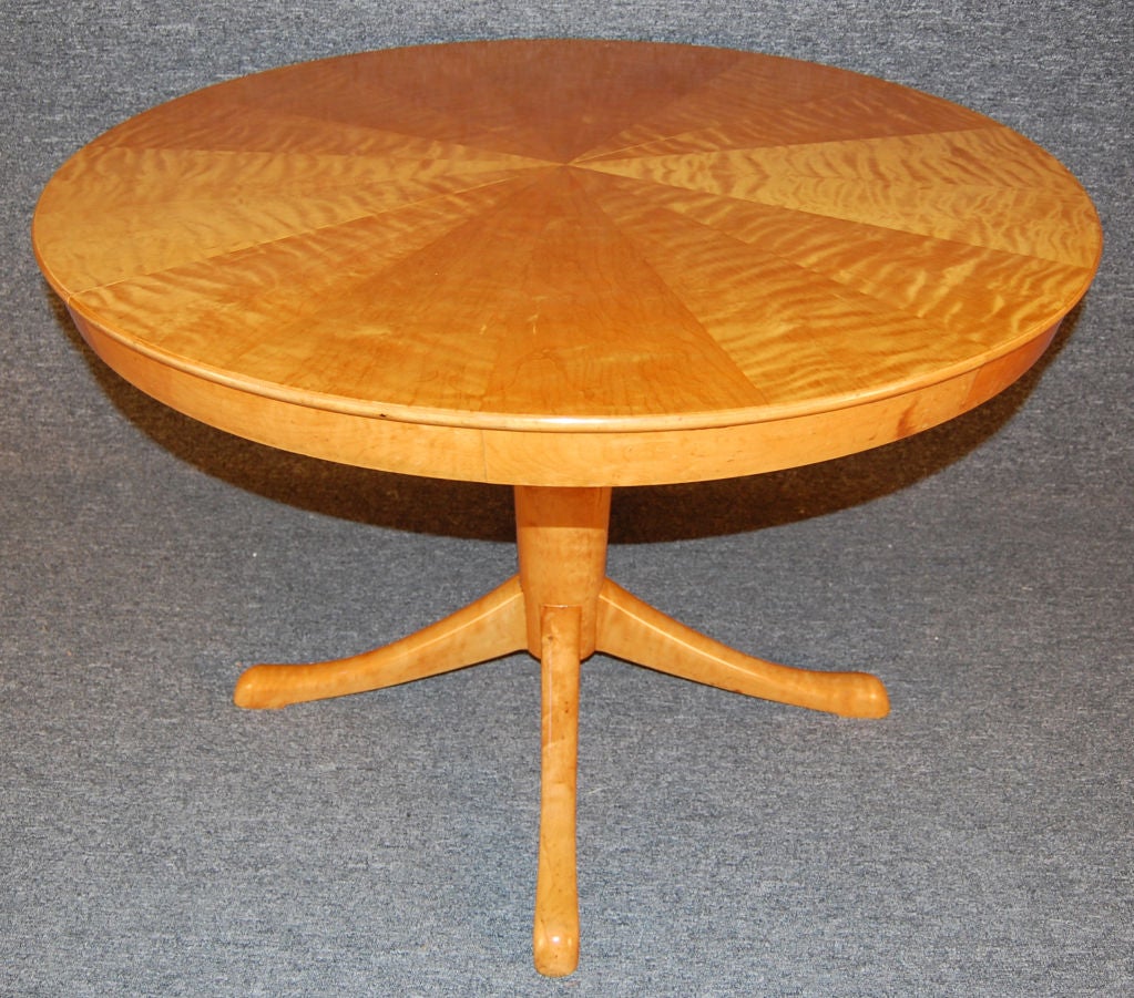 Swedish Art Moderne Flame Birch Extension Game or Dining Table 1