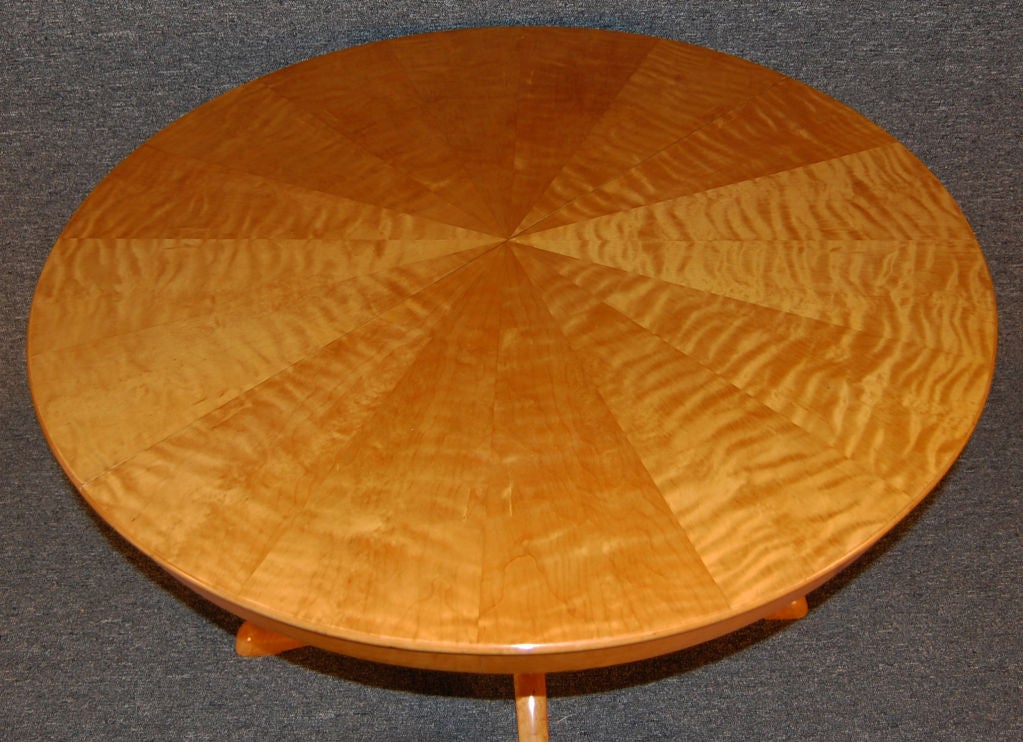 Swedish Art Moderne Flame Birch Extension Game or Dining Table 2