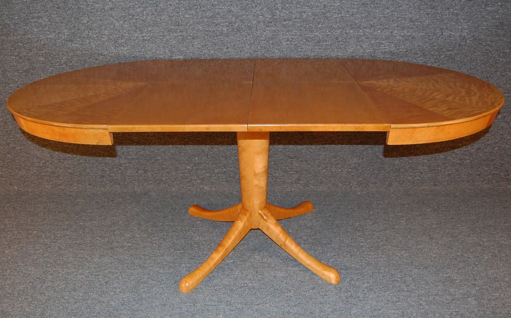 Swedish Art Moderne Flame Birch Extension Game or Dining Table 4