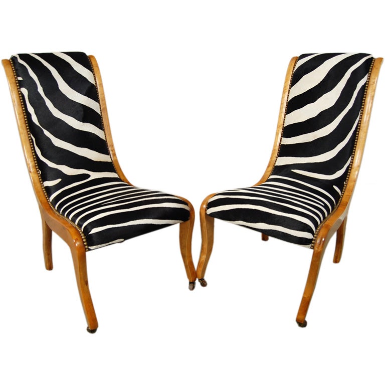 Pair of Antique Swedish Karl Johan (Biedermeier) Swan Chairs