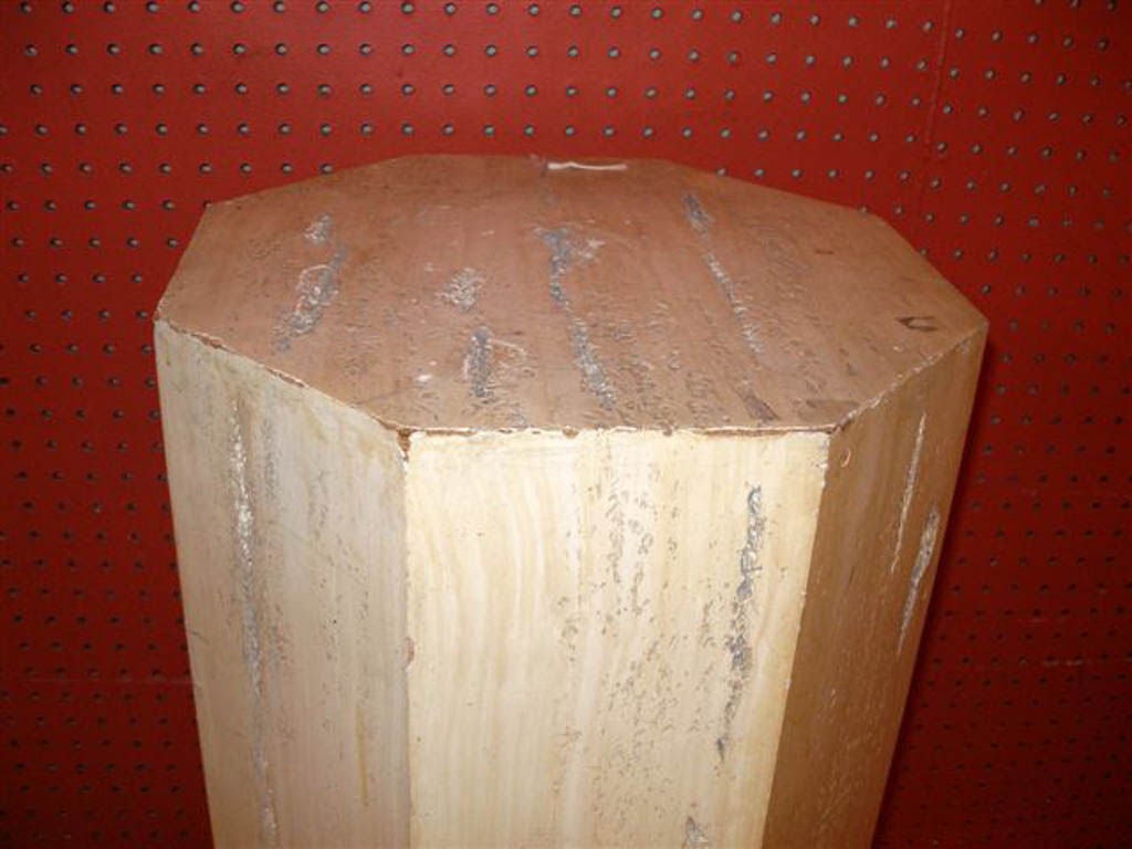 Faux Travatine Marble Octagonal Form Pedestal