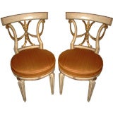 Pair of Neoclassical Style Crème and Parcel Gilt Chairs
