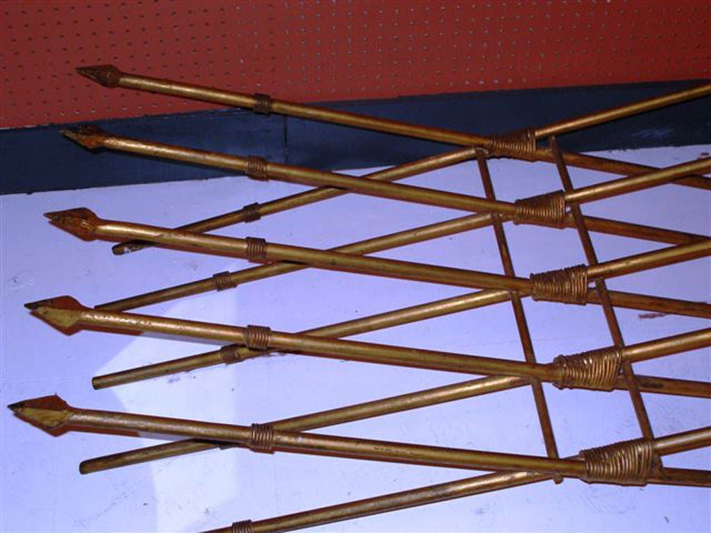 Coffee Table, Gilt Iron Form Wrap Arrow Motif