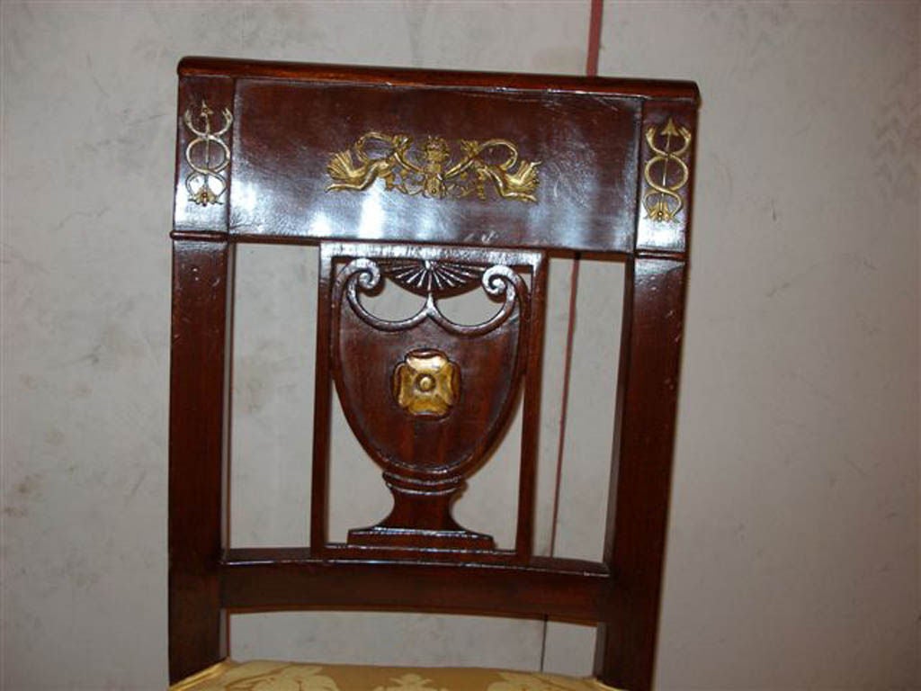 Set of 4 Empire Mahogany Bronze Mounted Urn Back Side Chairs