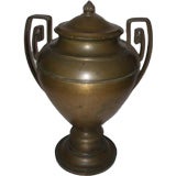 Bronze Covered Urn Flame Finial on Cover, Green Patina