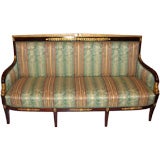 Empire Mahogany Sofa, Bronze Motif, Striped Upholstery
