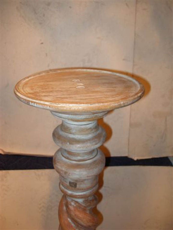 Pair of Lime Oak Barley Twist Form Pedestals
