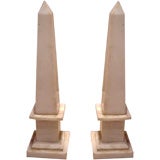 Pair of White Marble Obelisks
