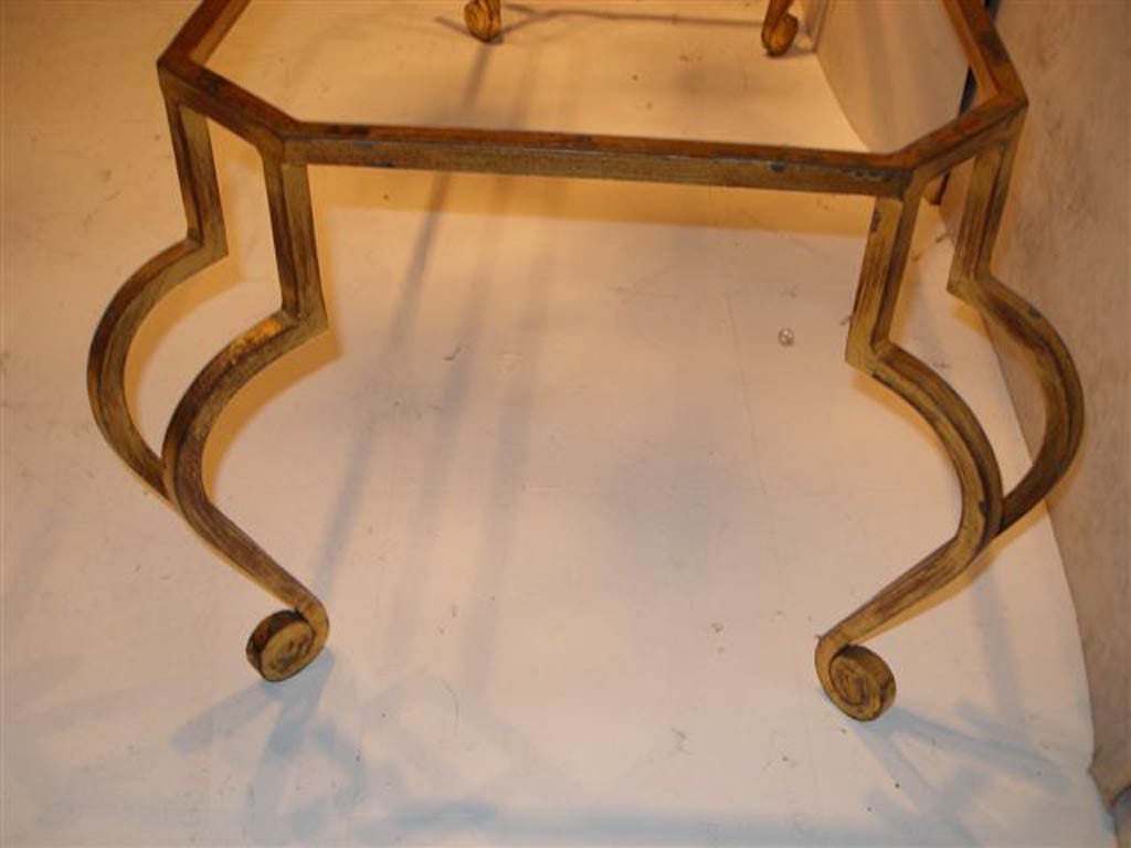 Burnished Gilt Oblong Cocktail Table with Glass Top